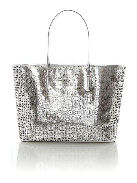 michael kors metallic silver purse